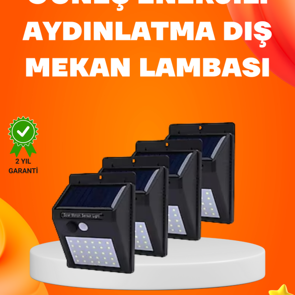 Montajlı Güneş Enerjili Duvar Tipi Aydınlatma – 8 Saat Çalışma Süresi
