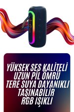 Bluetooth Hoparlör Uzun Pil Ömrü Taşınabilir Yüksek Ses Kaliteli - Görsel 2