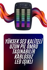 Bluetooth Hoparlör Taşınabilir Şarjlı Işıklı Büyük Boy Yüksek Ses Kaliteli - Görsel 2