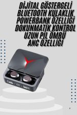 Kablosuz Bluetooth Kulaklık Powerbank Özellikli Göstergeli Hd Mikrofon - Görsel 2