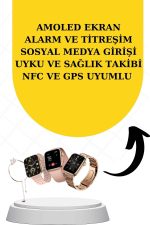 Bileklikli Amoled Ekran Akıllı Saat ve Dijital Göstergeli Kablosuz Bluetooth Kulaklık ANC/ ENC - Görsel 2
