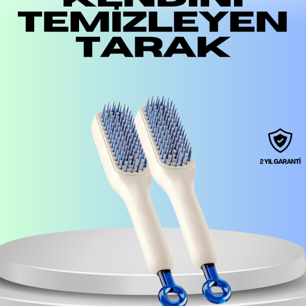 Kendini Temizleyen Ergonomik Saç Tarağı – ABS Gövde, Silikon Diş