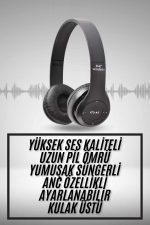 Kulak Üstü Bluetooth Kulaklık Yüksek Ses Kaliteli Ayarlanabilir - Görsel 2