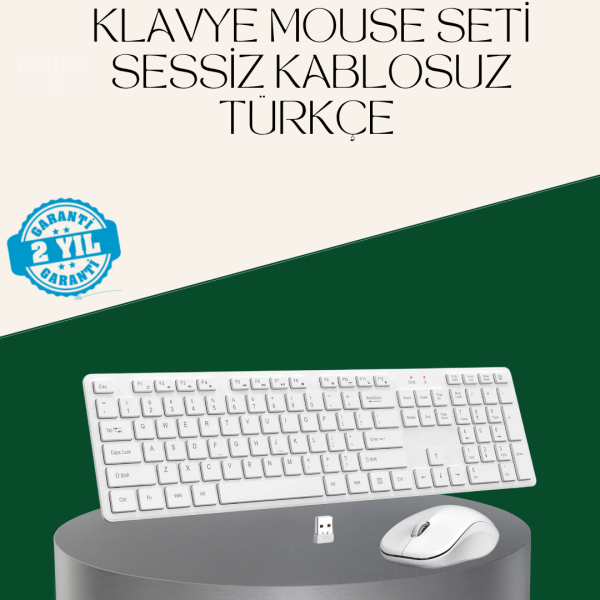 Ergonomik Kablosuz Klavye Mouse Takımı - Tam Boy, Sessiz ve Güvenilir