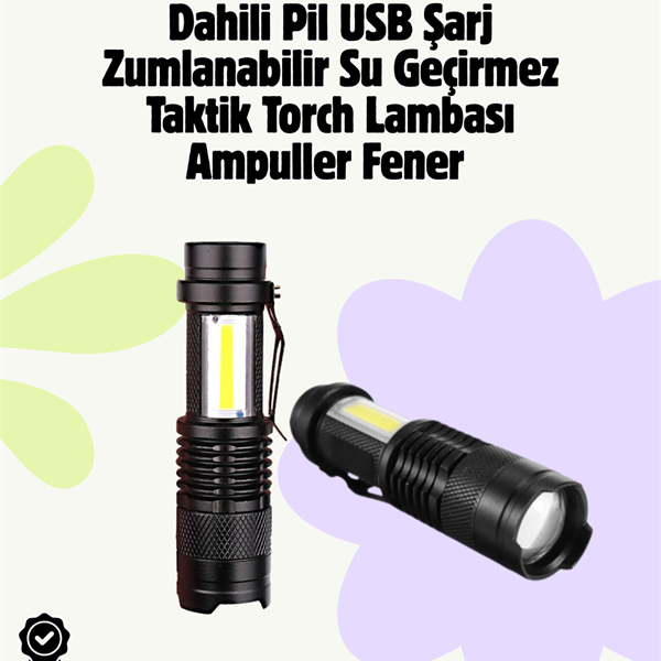 2000 Lümen LED El Feneri - Suya Dayanıklı, Odaklı, Klipsli