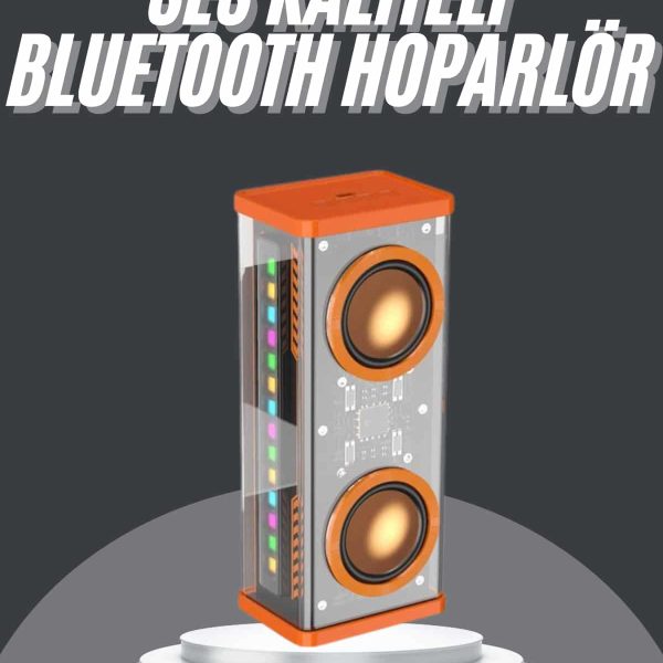 Bluetooth Hoparlör Şeffaf Mecha RGB Işıklı Çift Hoparlör 5.0 Bluetooth