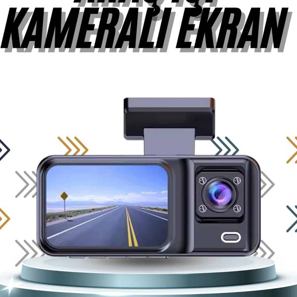 DVR Araç İçi Kamera Ön ve İç Kamera 2 İnç Ekranlı Çift Kamera