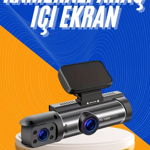 Araç Kamerası Black Box Çift Kameralı Ekranlı Full HD Sürüş Kamerası