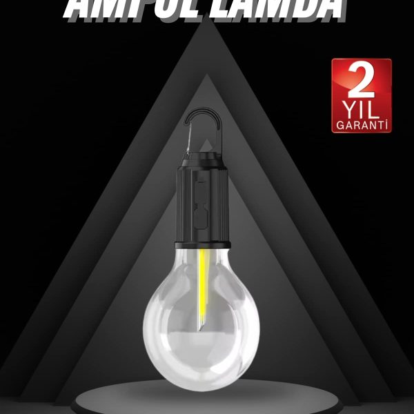 3 Farklı Mod LED&apos;li Şarjlı Asma Kancalı Kamp Lambası Taşınabilir Ampul