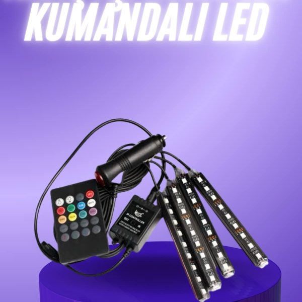 Araç İçi Ayak Altı 12&apos;li Şerit Led Işık Uzaktan Kumandalı RGB Işıklı Ses ve Müziğe Duyarlı