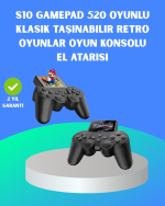 2.4 İnç Ekranlı 500 Oyunlu Taşınabilir Retro Oyun Konsolu, Şarjlı El Tipi Mini Oyun Makinesi, TV Bağlantılı Klasik Oyun Cihazı