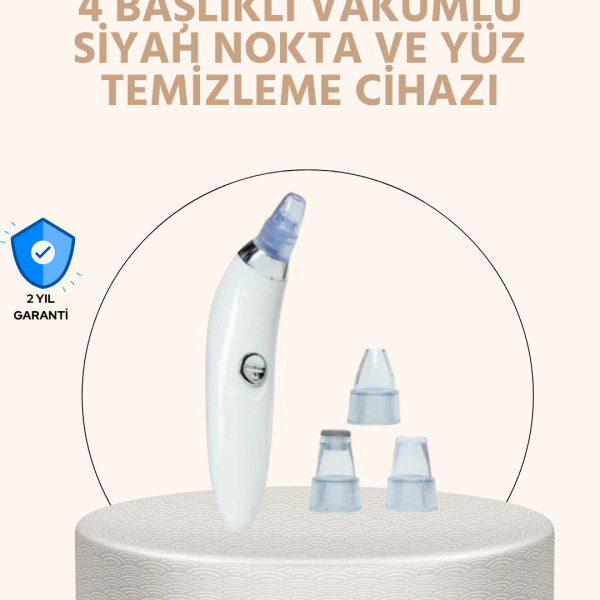 USB Destekli 4 Başlıklı Siyah Nokta Vakum Cihazı – Gözenek Temizleyici ve Cilt Yenileyici Bakım Aleti