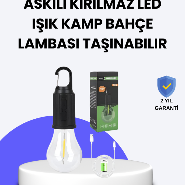 C Tipi Şarjlı Asılabilir Kamp Feneri