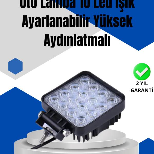 16 LED Geniş Açılı Araç Aydınlatma Farı | Yüksek Parlaklık, Dayanıklı Gövde