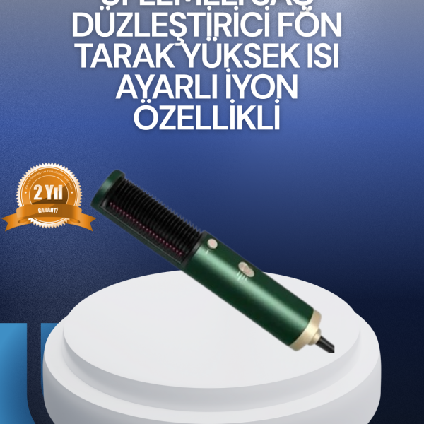 Saç Kurutma, Düzleştirici ve Tarak Tek Cihazda – 3 Kademeli Isı Ayarı
