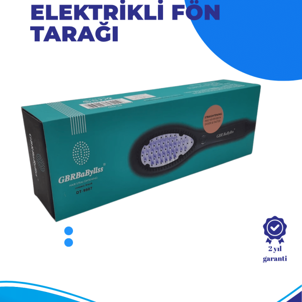 Siyah Renk Seramik Elektrikli Saç Düzleştirici Fırça – 210°C Isı Ayarı