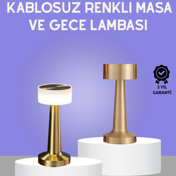 Touch Gece Lambası – Dokunmatik Kontrol, Kablosuz Kullanım, Metal Gövde