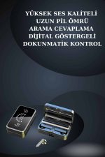 Bileklikli Amoled Ekran Akıllı Saat ve Dijital Göstergeli Kablosuz Bluetooth Kulaklık ANC/ ENC - Görsel 3