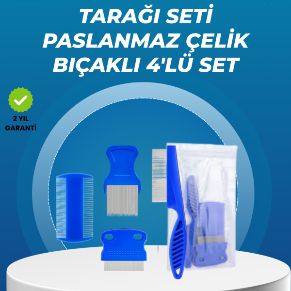 Kedi, Köpek ve Küçük Hayvanlar İçin 4 Parça Ergonomik Tarak Takımı