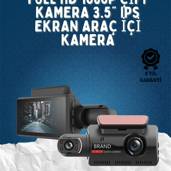 3 İnç IPS Ekranlı Çift Lensli 1080P Araç Kamerası – WiFi & Gece Görüşlü Güvenlik