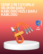 120W Şarj Destekli 3’ü 1 Arada Çoklu Şarj Kablosu – 1.2 Metre