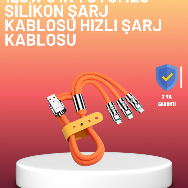 120W Şarj Destekli 3’ü 1 Arada Çoklu Şarj Kablosu – 1.2 Metre