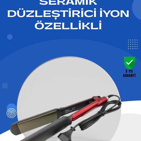 Elektriklenmeyi Azaltan İyonlu Saç Düzleştirici – Titanyum Plaka ve Şık Tasarım