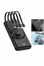Wireless Powerbank 10000 Mah LED Ekranlı Dahili Kablolu Hızlı Şarj - Görsel 4