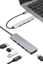 Macbook Pro/air Uyumlu USB Type-C 8 In 1 Hub Dönüştürücü Çevirici Çoklayıcı USB Hdmı Micro Sd 8 Girişli - Görsel 2