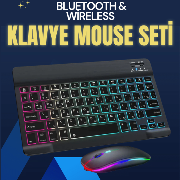 Şık ve Sessiz Tasarımlı Işıklı Klavye Mouse Seti – Şarjlı, Wireless