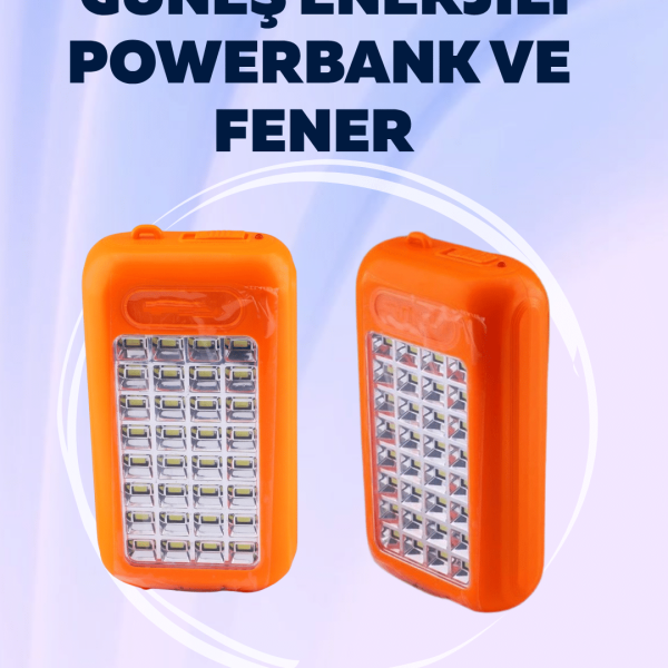 Gold Silver GS-875 Outdoor Powerbank & Işıldak – Güneş Paneli, 32 LED, 10000 mAh, Çift Çıkış