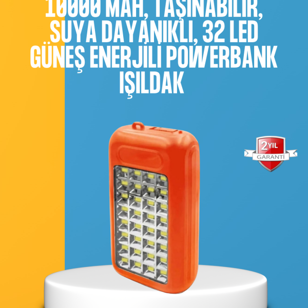 Çift USB Çıkışlı Güneş Enerjili Aydınlatmalı Powerbank