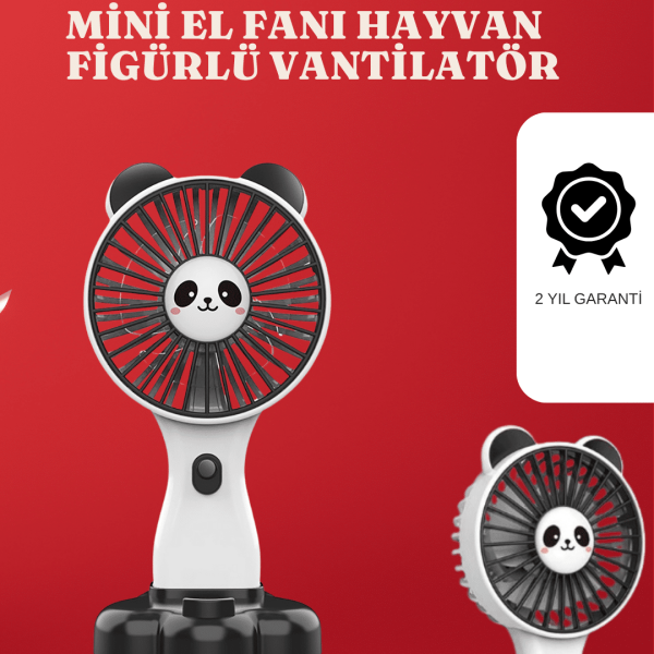 Mini Fan Hayvan Figürlü – Şarj Edilebilir Taşınabilir El Vantilatörü