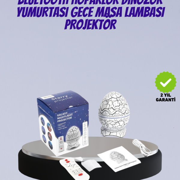 Bluetooth Bağlantılı Dinozor Yıldız Projektör Gece Lambası ve Uyku Yardımcısı