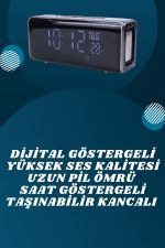 Dijital Göstergeli Bluetooth Hoparlör Speaker Taşınabilir Kancalı Saat Göstergeli - Görsel 4