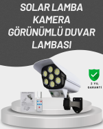 77 LED&apos;li Güneş Enerjili Güvenlik Lambası ve Kukla Kamera – Hareket Sensörlü, 2400mAh Pilli
