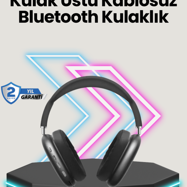 Bluetooth V5.0 Kablosuz Kulak Üstü Kulaklık | Katlanabilir, Mikro USB Girişli