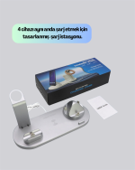 iPhone, Apple Watch ve AirPods ile Uyumlu 4&apos;ü 1 Arada Şarj Ünitesi – Tüm Apple Cihazları Tek Noktada - Görsel 2