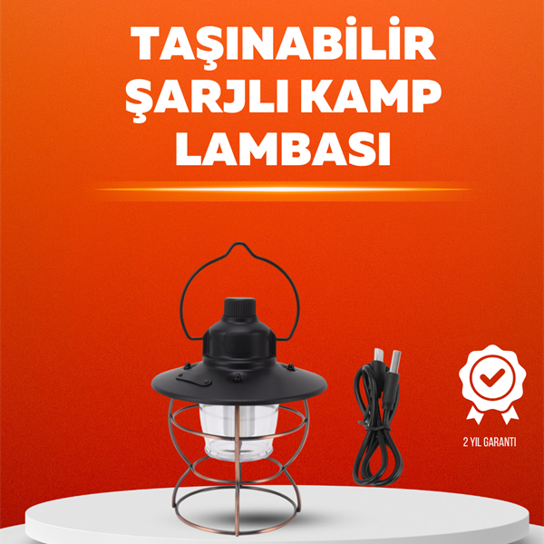 4 Fonksiyonlu Dekoratif Kamp Lambası – Tungsten Ampul, USB Çıkışlı