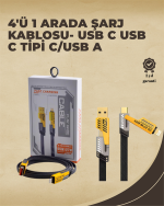 4&apos;ü 1 Arada Metal Hızlı Veri Kablosu – 65W Güç, 27W iPhone Desteği, 480Mbps Aktarım