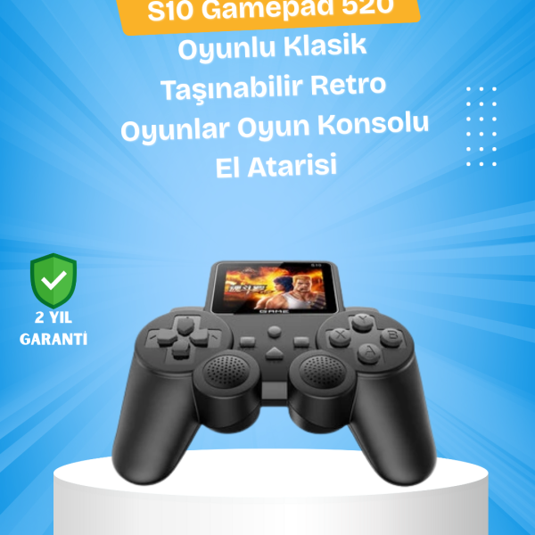 500 Oyunlu Nostaljik El Tipi Oyun Konsolu, Taşınabilir Şarjlı Cihaz, Renkli Ekran ve TV Destekli