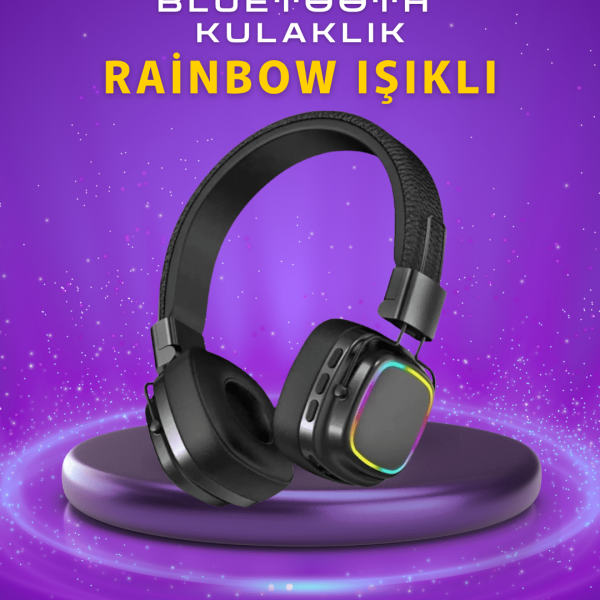 Renkli Işık Efektli Bluetooth 5.3 Müzik Kulaklığı