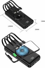 Wireless Powerbank 10000 Mah LED Ekranlı Dahili Kablolu Hızlı Şarj - Görsel 5
