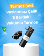 Isıyı Uzun Süre Koruyan 500 ml Termos Seti | Çelik Gövde, 2 Bardaklı, Hediye Kutulu