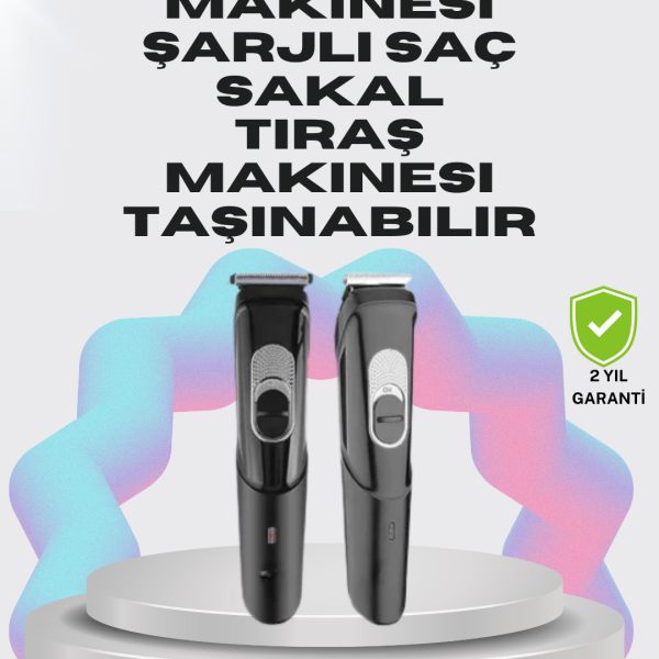 Taşınabilir Şarjlı Saç Sakal Tıraş Makinesi – 3 Taraklı, Sessiz ve Ergonomik