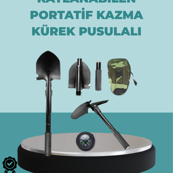 Çok İşlevli Bahçe ve Kamp Aleti – Pusulalı ve Kaymaz Saplı