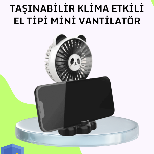 Dekoratif Panda Tasarımlı Küçük Boy Fan