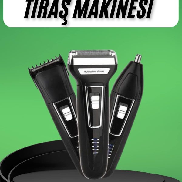 Tıraş Makinesi 3 Başlıklı T Başlıklı Hassas Ciltlere Özel Saç Sakal Vücut Kulak ve Burun
