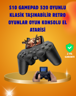 500 Dahili Oyunlu Taşınabilir Retro El Konsolu-2.4 inç Renkli Ekranlı