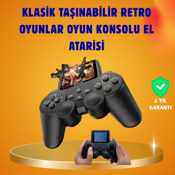 500 Dahili Oyunlu Taşınabilir Retro El Konsolu-2.4 inç Renkli Ekranlı